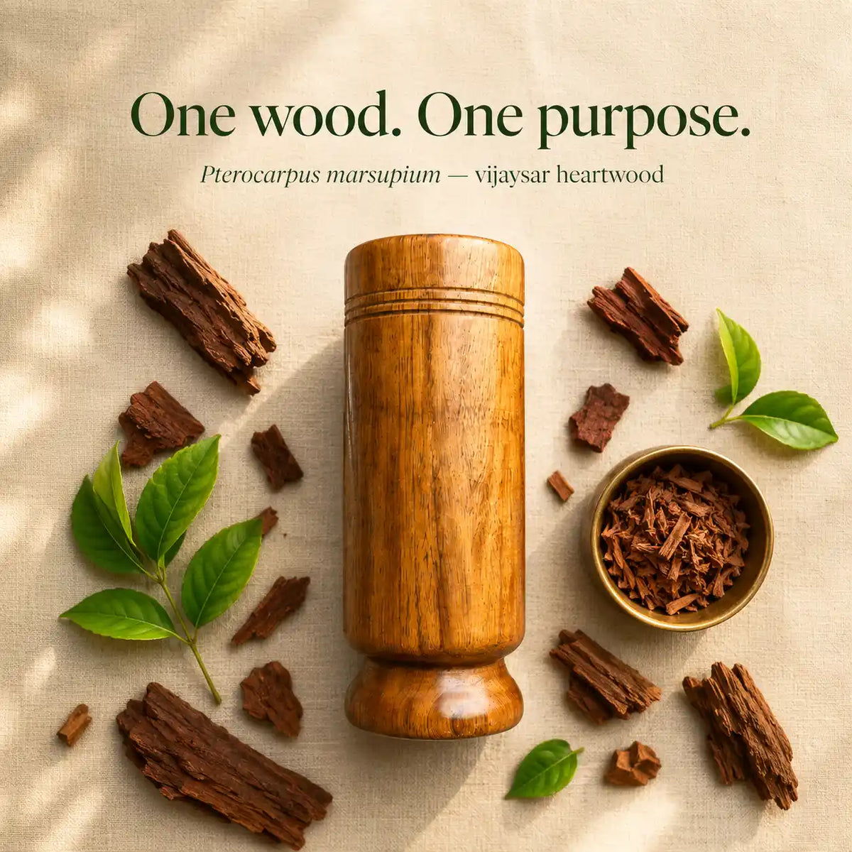 Vijaysar Sugar Balance Wood Glass